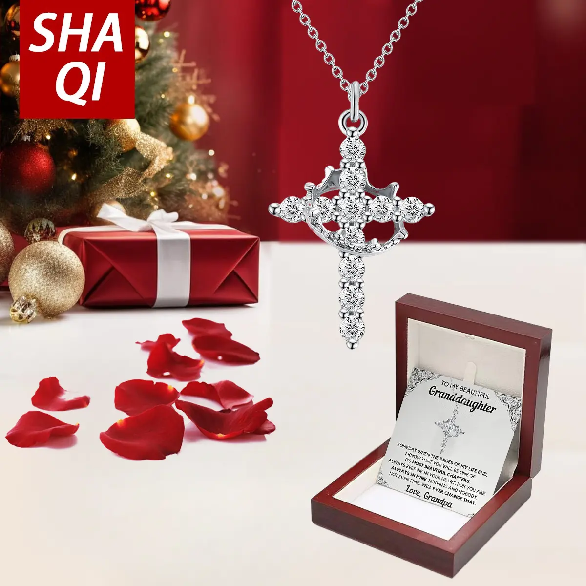 White gold + beveled wooden box