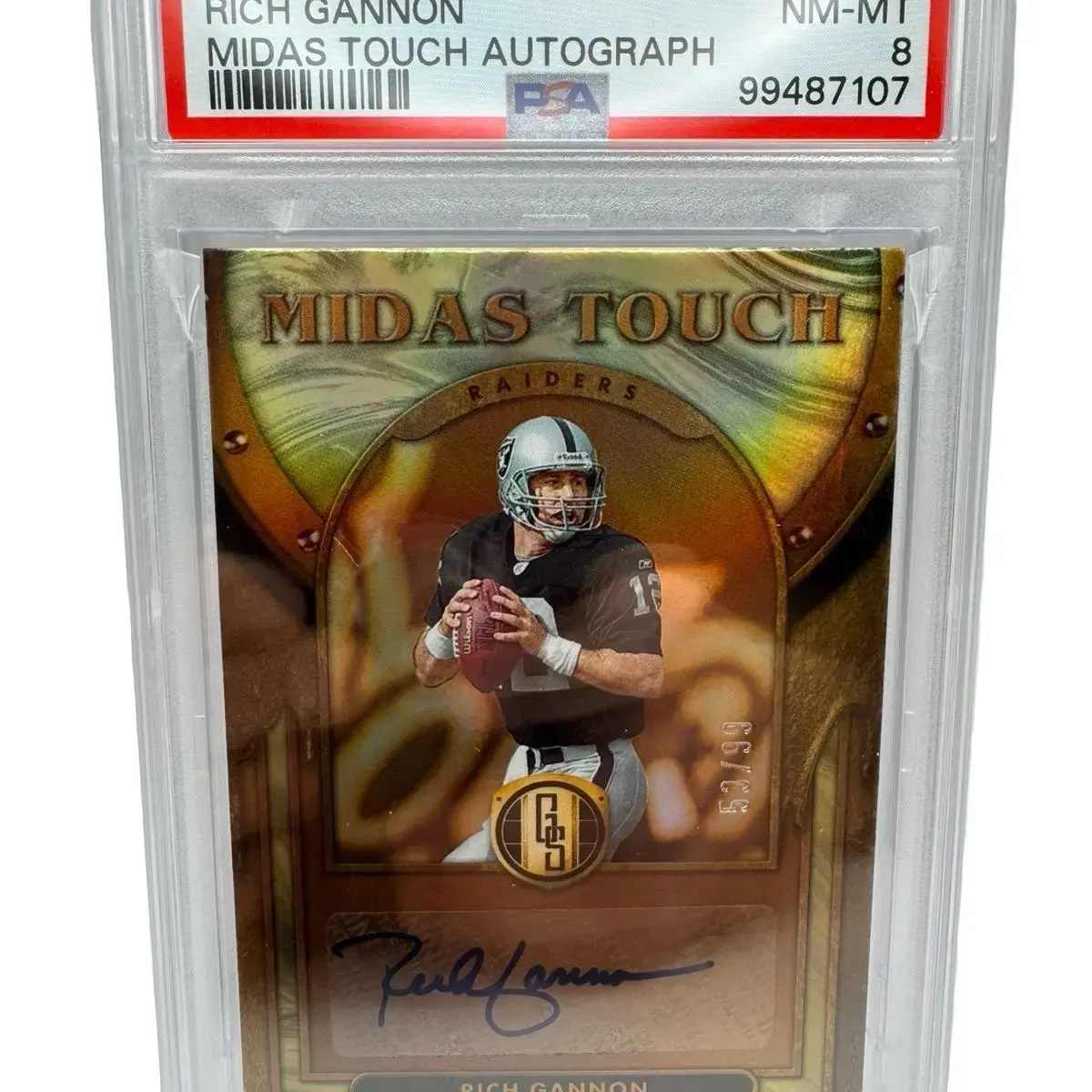 PSA 8 Rich Gannon 2024 Panini Gold Standard Midas Touch Autograph #MT-RGN Card 53/99 Graded Player Card