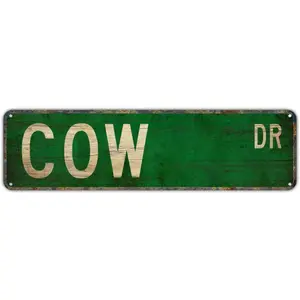 Vintage Decor Wall Signs Cow Cattle Ranch Dairy Farm Metal Tin Sign Outdoor Living Rustic Decor Bar Man Cave Wall Decoration 4 X 16 Inch