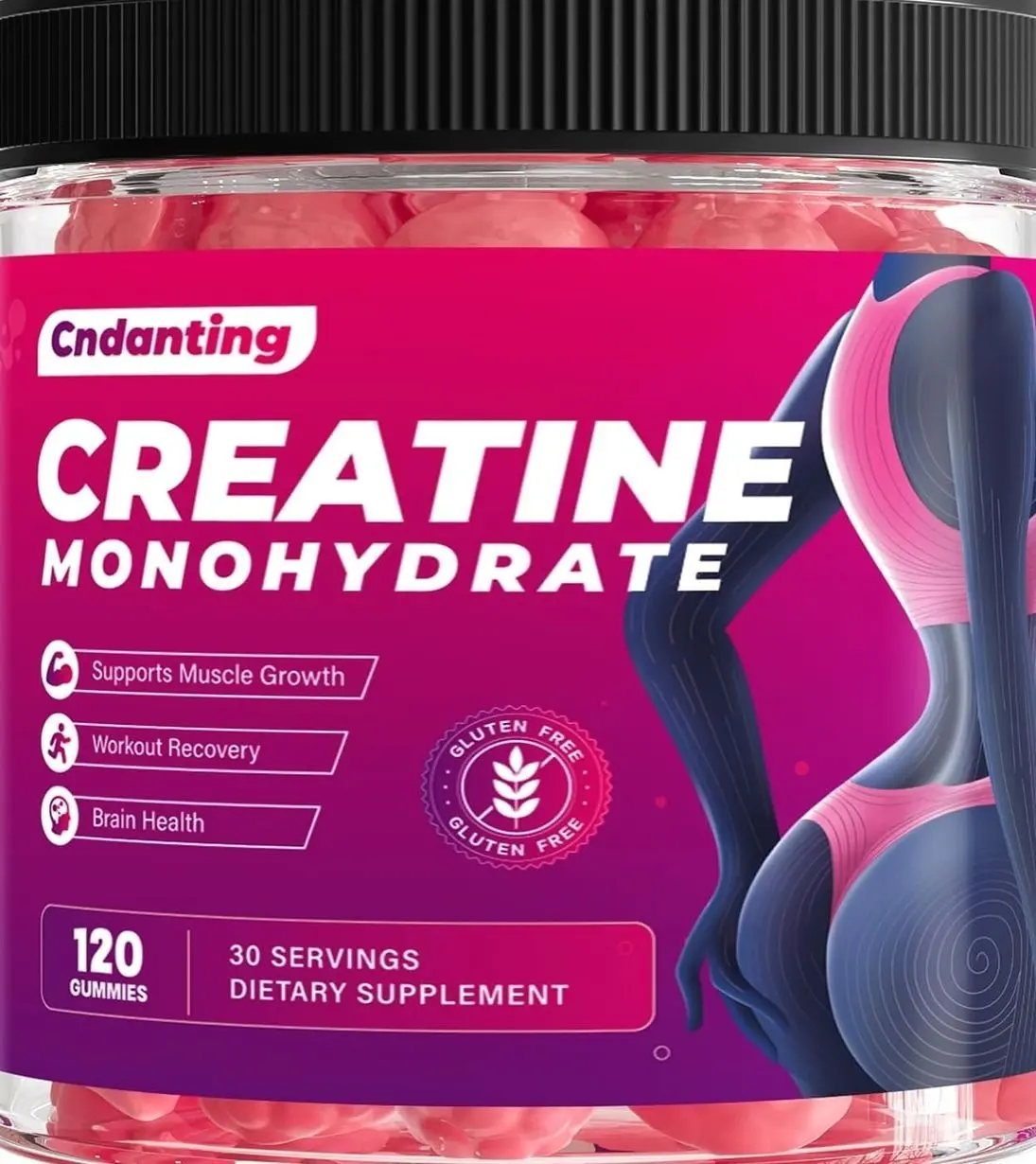 Creatine Gummies for Women 5000mg - Monohydrate Creatine Gummies, B12 & Folic Acid. Vegan Strawberry Flavor for Glute Shaping & Leg Toning. Bloating Free Muscle Recovery & Energy, 120 Count