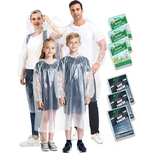 Disposable Rain Ponchos for Kids 6 Pack/Adults 4-10 Pack/Family set-50% Thicker Emergency Ponchos
