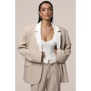 Beige Command Oversized Blazer