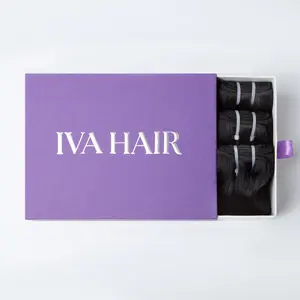 IVA Premium Hair Extension Packaging Gift Box, Stylish Display for Unprocessed Raw Human Hair Bundles, Wefts and Extensions
