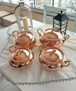 Pure Copper Cookware 2mm Solid Copper Utensil Cooking Pot Set Farmhouse Kitchen Decor Handmade Rustic Hammered Copper Dishes