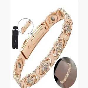 Lucky Four-Leaf Clover Women's Pure Copper Magnetic Bracelet, 3500 Gauss Strong Magnet, Anxiety Relief Stress Relief Sleep Aid Gift