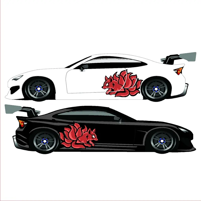 White or Deep Red Nine Tailed Fox Japanese Kitsune UV Professional
