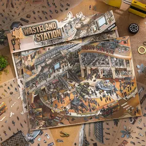 1 set 3D miniature house scene storage stickers, wasteland style abandoned pattern theme, vintage style, self adhesive, DIY planner decoration scrapbook material sticker pack