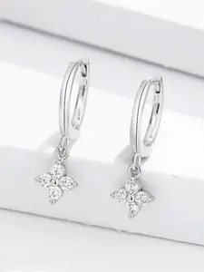 1 Pair Fashion Elegant Rhinestone Decorated Dangle Earrings, Four-leaf Flower Drop Earrings, Party Jewelry for Women