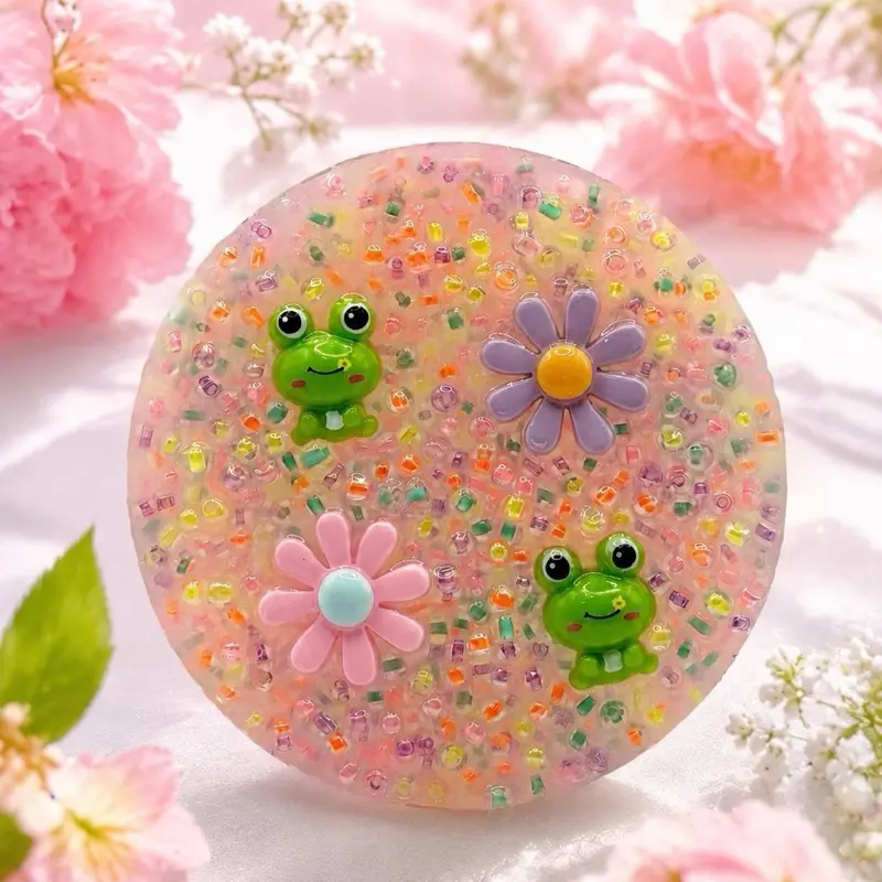 Frog & Flower Frenzy Silicone Picky Fidget Toy - 3.5 x 3.5 Inch ADHD-Friendly Sensory Tool for Stress, Anxiety, and Nervous Energy Relief Relaxation Stick Solution