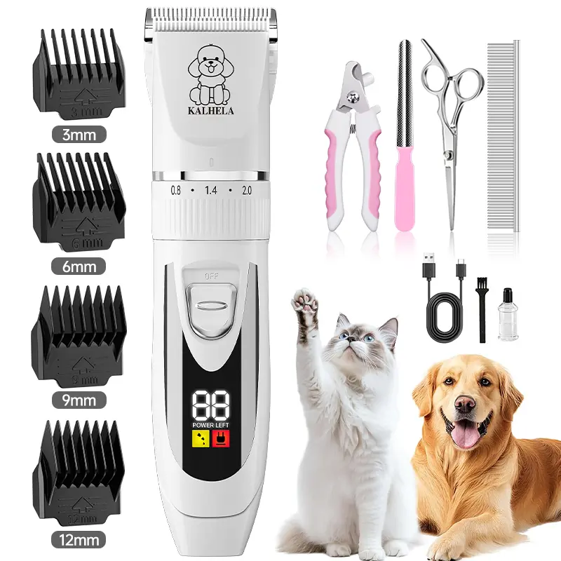 Dog Grooming Clippers Kit - Cordless, Low-Noise Electric Grooming Trimming Tool, Battery-Powered Rechargeable Lithium ABS Clippers, Thick Fur Trimming for Dogs & Cats, Includes Scissors for Pet Beauty/Hair Care