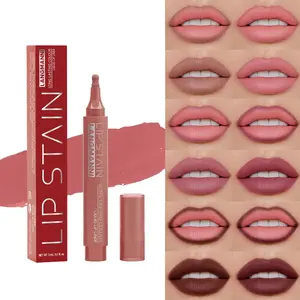 2-in-1 Lip Stain Liquid Lip Liner, Long Lasting Colour, Strong Waterproof, Transfer-Resistant, Up to 24hour Wear, Easy to Color, Not Clumping