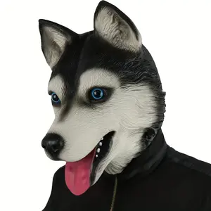 Latex Animal Mask, Cute Husky Head Cover, Holiday Party Costumes Props Men's Accessories
