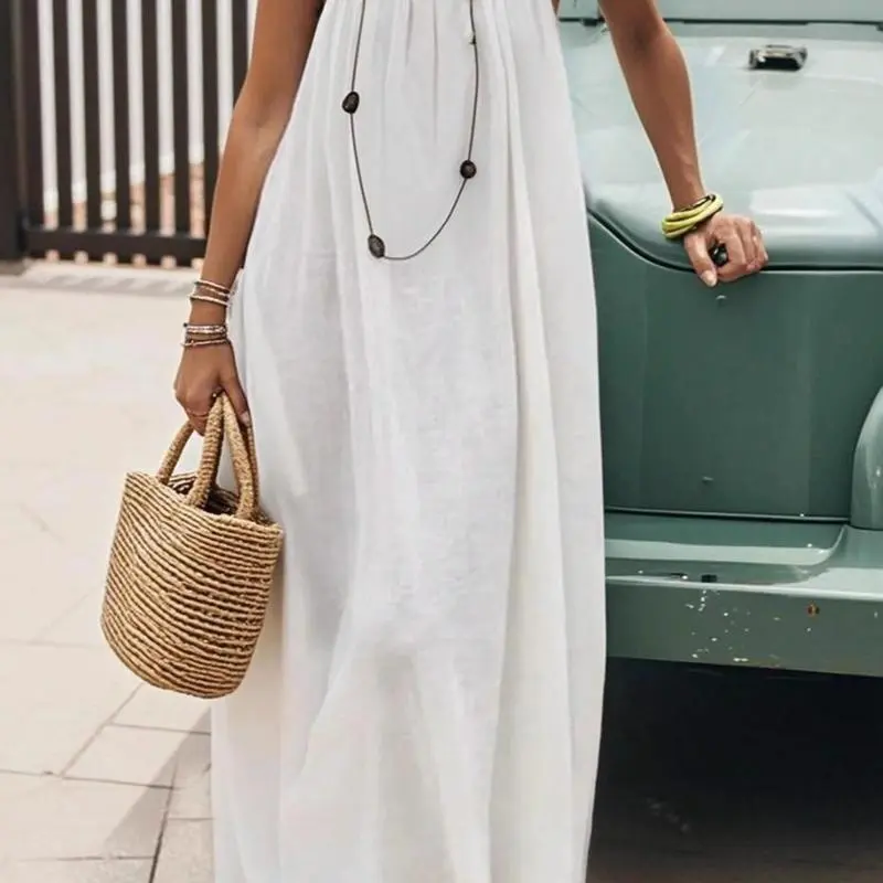 Solid Burgundy Night Gown for Women, Cozy Spaghetti Strap Backless Long Dress, Casual Loose-Fit Sleeveless Nightdress, Basic, Fashion Sleepwear, Lady, Plain