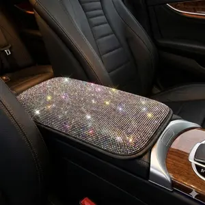 Diamond Car Armrest Cover Set for Women, Anti-Slip Scratch-Resistant Glove Box Decor, Crystal Interior Upgrade Accessories, Durable Full Rhinestone Design for Female Drivers