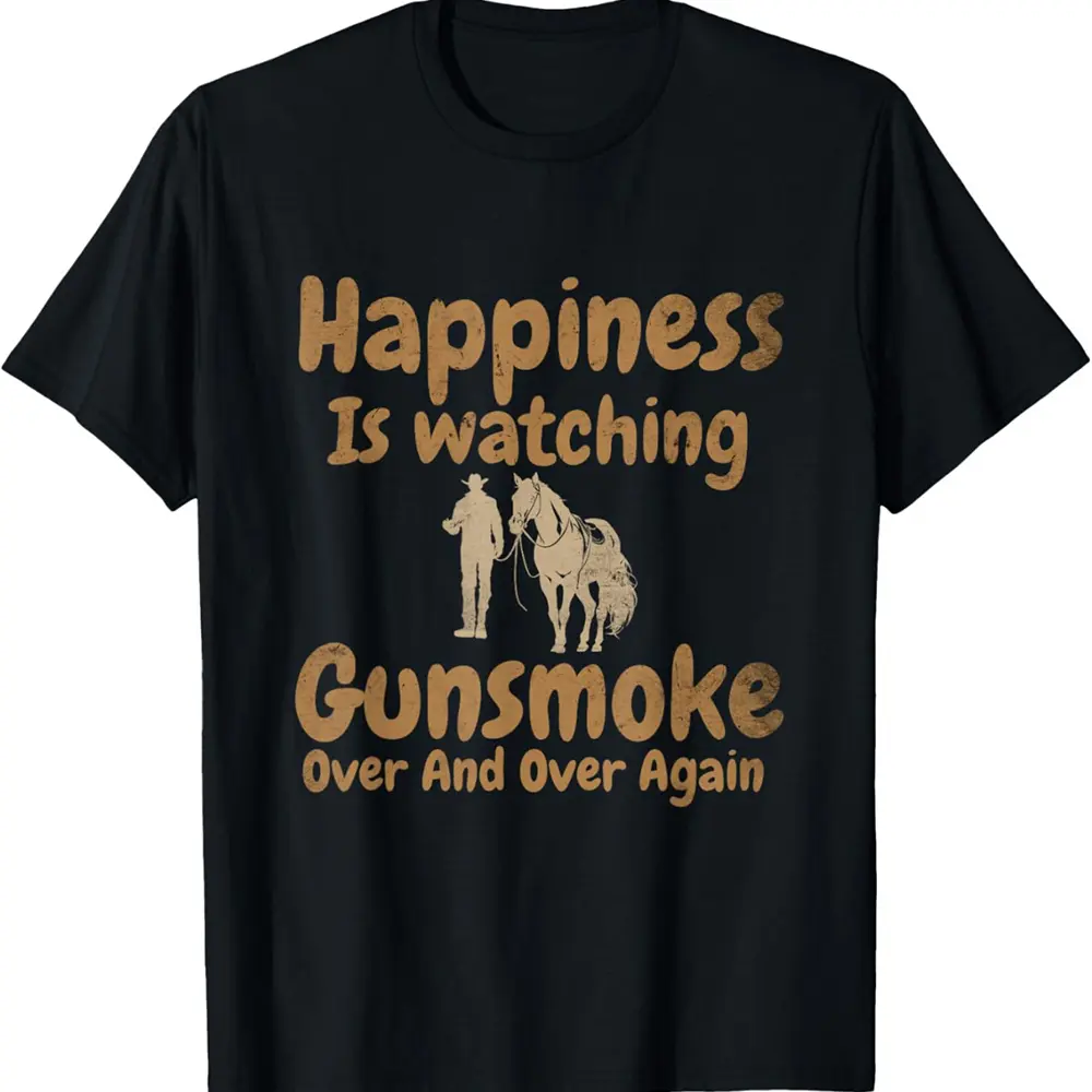 Happiness is to watch the bullets repeatedly cowboy T-shirt local warehouse delivery men's T-shirt men's T-shirt Christian theme shirt rock T-shirt men's clothing clearance sale