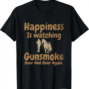 Happiness is to watch the bullets repeatedly cowboy T-shirt local warehouse delivery men's T-shirt men's T-shirt Christian theme shirt rock T-shirt men's clothing clearance sale
