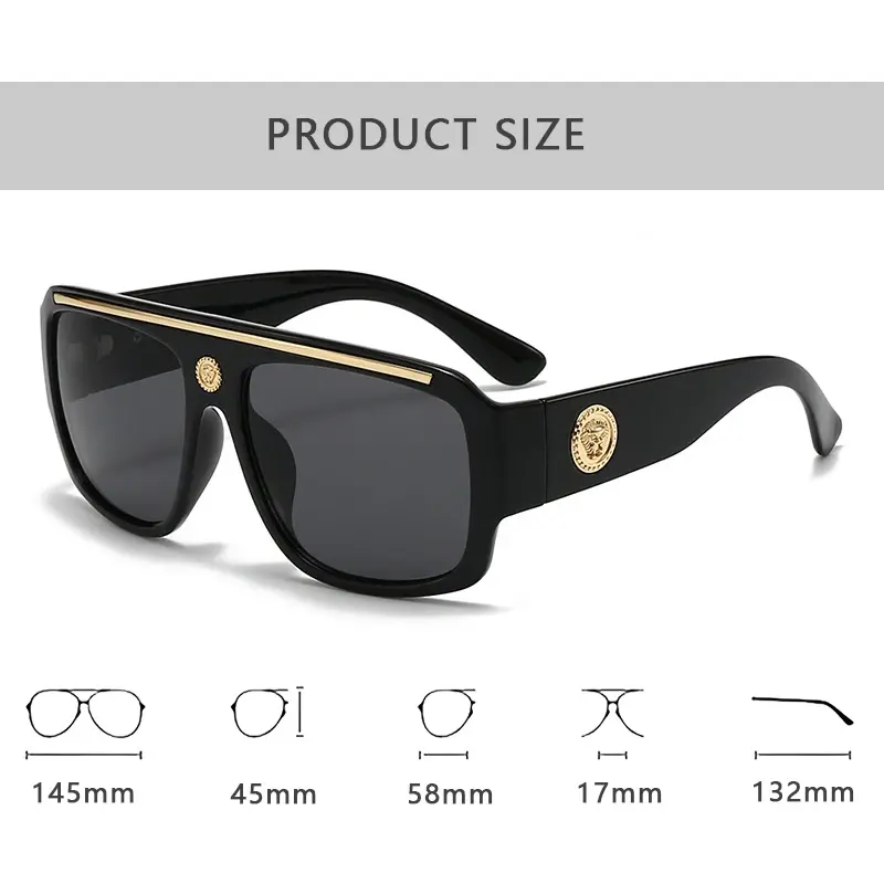 Fashion Brand Luxury Designer Oversized Vintage Punk Sunglasses for Women, 2026 Style, Ideal for Summer Travel & Outdoor Activities