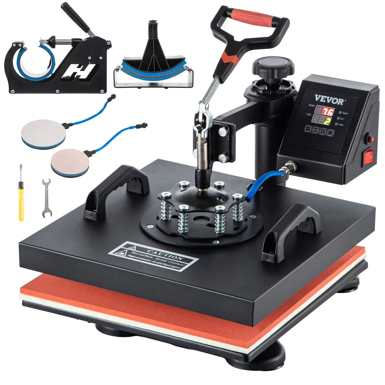 Spring new arrivals 5 In 1 Heat Press 15" X 15" Digital Clamshell Sublimation for DIY Mug Cap Plate