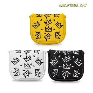 Golf Putter Club Head Cover, Golf Accessory, Cheese Crown Design, PU Material, Advanced Embroidery, Fits Most Brands, Durable & Stylish, Golf Gift