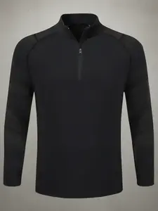 Men's Plain Zipper Mock Neck Sweatshirt, Slim Casual Sporty Thermal Long Sleeve Top, Men Top for Spring & Fall Daily Wear, National Day Clothing, Casual Sportswear