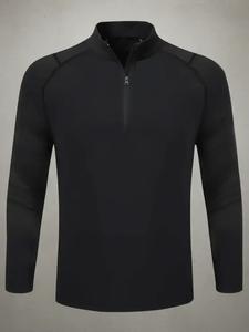 unisex men's plain zip mock neck essentials sweatshirt, slim casual sporty thermal long sleeve top, top for spring & fall daily wear, mock neck sports top