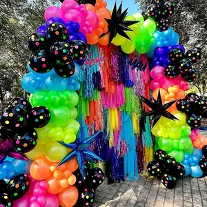 175Pcs Neon Glow in the Dark Balloon Garland Kit for 80s 90s Disco Let's Glow Party Decor