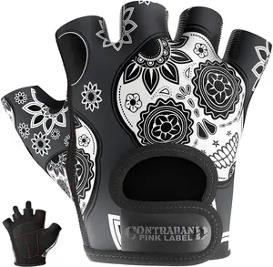 Contraband Pink Label 5237 Womens Design Series Sugar Skull Lifting Gloves (Pair)