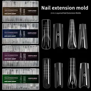 Sandwich Nail Dual Mold for Quick Nail Extension, No Paper Mold Needed, Plastic Mold with Top and Bottom Film, Nail Salon Tool