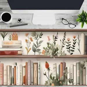 Floral Bookshelf Pattern Mouse Pad, 1 Count Rectangle Gaming Mouse Pad, Desk Keyboard Mat for Home Office, Desk Accessories