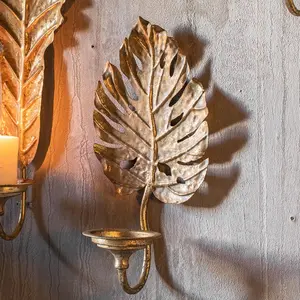 Leaf Shaped Wall Mounted Candle Holder Without Candle, Vintage Wall Sconce, Wall Decor for Home Living Room Bedroom Dining Room Coffee Shop, Ornaments, Halloween