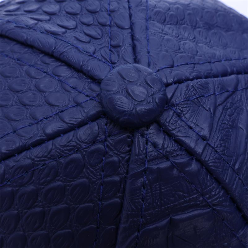 Spring Collection Premium Leather Baseball Cap with Crocodile Pattern PU Duckbill Cap - Street Style Hip Hop Sun Cap