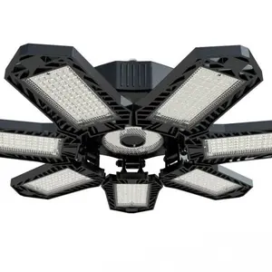 Foldable Garage Light, Deformable High-Brightness Shop Ceiling Bulb, E26/E27 Base, 6500K Color Temperature, 7+1 Panel Foldable Work Light, Suitable for Warehouse, Barn and Garage, Ultra-Bright Lighting, Easy Installation, Adjustable Lighting Options