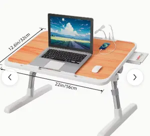 Adjustable Laptop Stand For Bed With USB/Light/ Fan/Drawer, Portable Laptop Desk Table For