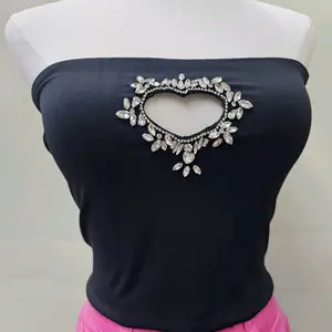 Camilla  rhinestones heart women Top strapless