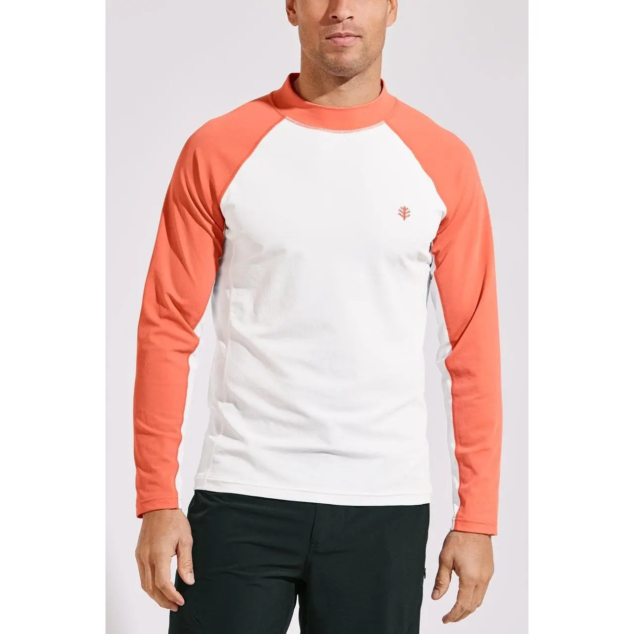 Tulum | Men's Long Sleeve Surf Rash Guard | Soft Coral Colorblock