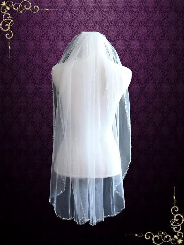 Eye Lash Lace Trim Edge Chapel Length Veil VG1009 - TikTok Shop display picture 1
