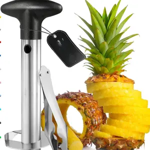 Kitchen Stainless Steel Pineapple Corer & Slicer – Heavy Duty Pineapple Cutter & Eye Removal Tool – Effortless Core Remover Tool with Sharp Reinforced Blade & Ergonomic Handle - Black