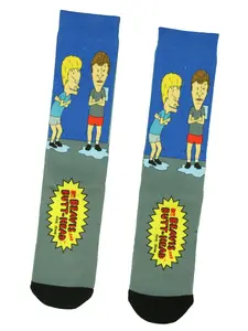 Beavis And Butthead Cartoon Adult Sublimated Crew Socks For Men
