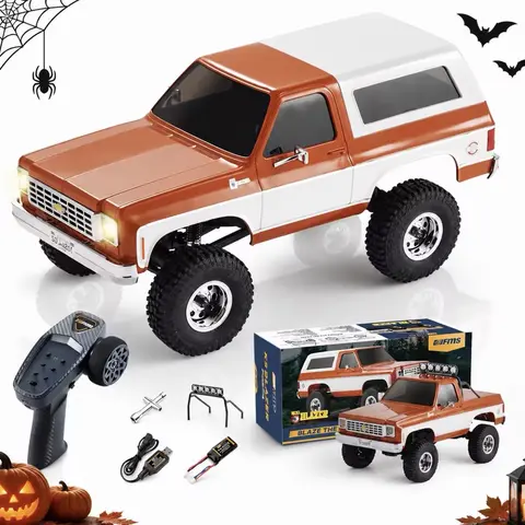 FMS 1/24 RC Crawler Chevy K5 Blazer S FCX24S RTR 4WD 2.4GHz 3-Channel Radio-Controlled Car, Offroad Control Outdoor 8km/h Mini Electric SUV Pickup Truck Toy for Boys with Batteries