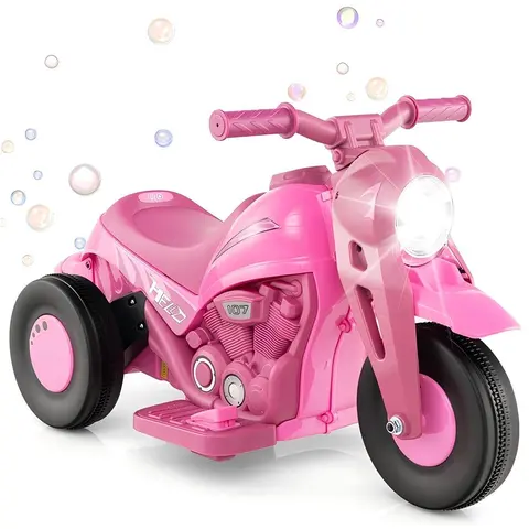 Costway Electric Bubble Car,6V Toddler Motorcycle with Bubble Maker,LED Light,Music,Foot Pedal,Forward/Backward, for Kids,Gift for Boys Girls,Christmas Festival Gift Black Friday Cyber Monday Gift Season BlackFriday Friends Giving