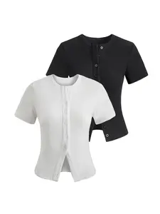 Women's Solid Color Button Front Cardigan, Elegant Casual Short Sleeve Knitwear for Daily Wear, Ladies Clothes for All Seasons, Tops, Fit