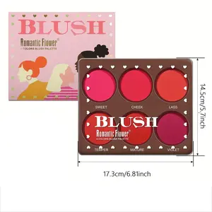 6 Color Blush Palette, 2pcs Long Lasting Matte Blush Palette, Waterproof Blush for All Skins, Natural Face Makeup, Makeup Accessories for Women & Girls