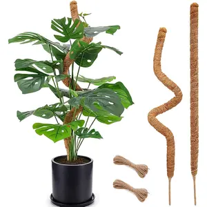 2-Pack 28" Bendable Moss Pole for Monstera, Rust-Free  Core  Support Stakes, Sturdy Stakes to  & Grow Indoor Climbing  Upright (13.2ft Jute Rope Included)