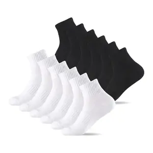 6 Pairs Cushion Quarter Socks with Arch Support Cotton Unisex Athletic Sports Workout Running Comfort Sweat-absorbing Anti-Slip Comfy Value Pack