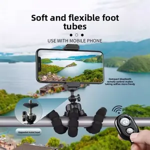 Portable Multi-functional Octopus Phone Tripod with Remote Control Sponge Base for Desktop Live Streaming 80+ Characters Portable Selfie Accessory