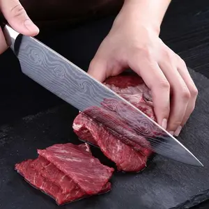 Super Sharp Professional Chef's Knife Ultra Sharp Premium 8.2-inch Stainless Steel Damascus Blade Carving Knife for Slicing Roasts, Meats, Fruits, and Vegetables