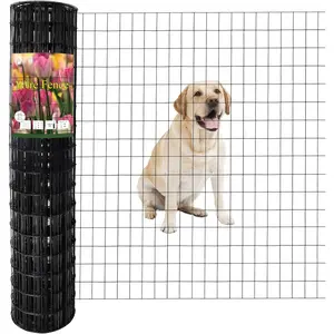 Black PVC Coated Welded Wire Fence 48 Inch x 50 Foot, 2 Inch x 3 Inch 16GA, Garden Border Fencing Roll Vinyl Coating Metal Wire Mesh for Yard Vegetable  Protection Poultry Netting