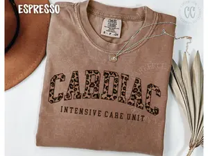 Cardiac ICU Shirt CICU Nurse T-shirt, Collegiate Leopard Cardiovascular Intensive Care Unit Tshirt LC25201