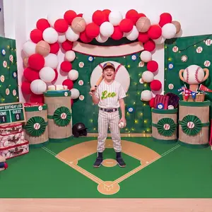 Preboun Baseball Party Decorations Field Rug 9.84 x 4.92 ft Polyester Carpet for Baseball Themed Birthday Party, Bedroom, Living Room, Sports Event Decor