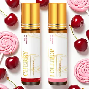 2pc/1pc 10ML Cherry Lollipop Rollerball Essential Oil Aromatherapy, Therapeutic Wellness Multi-Purpose Portable Massage Oil, Long-Lasting Scent, Suitable for Diffusers & Humidifiers, Scented Oil